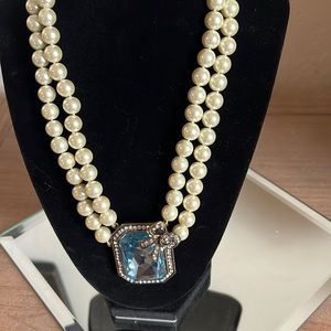 Heidi Daus Pearl and beautiful azure stone